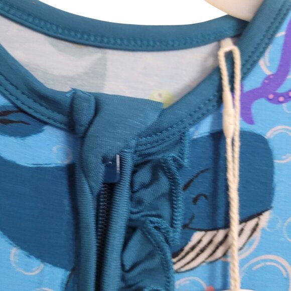 Snuggle Bums Bamboo 9-12 M Baby Girl Under The Sea Zippy Ruffled Sleepwear Ocean - Picture 15 of 16